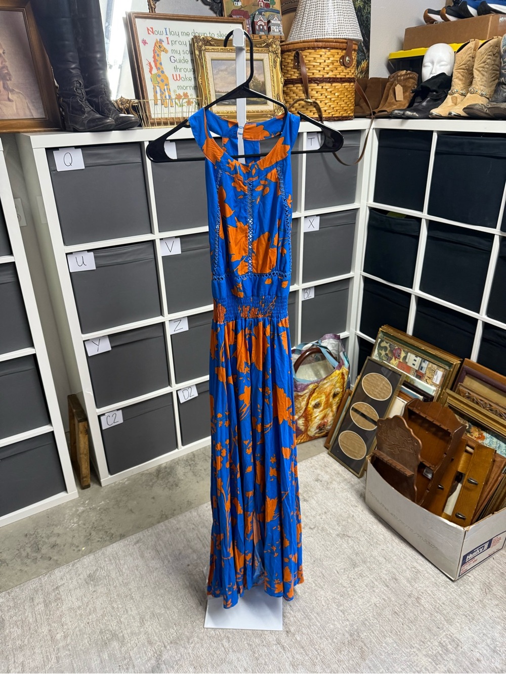 ATL Abel the Label Blue & Orange Floral Maxi Dress